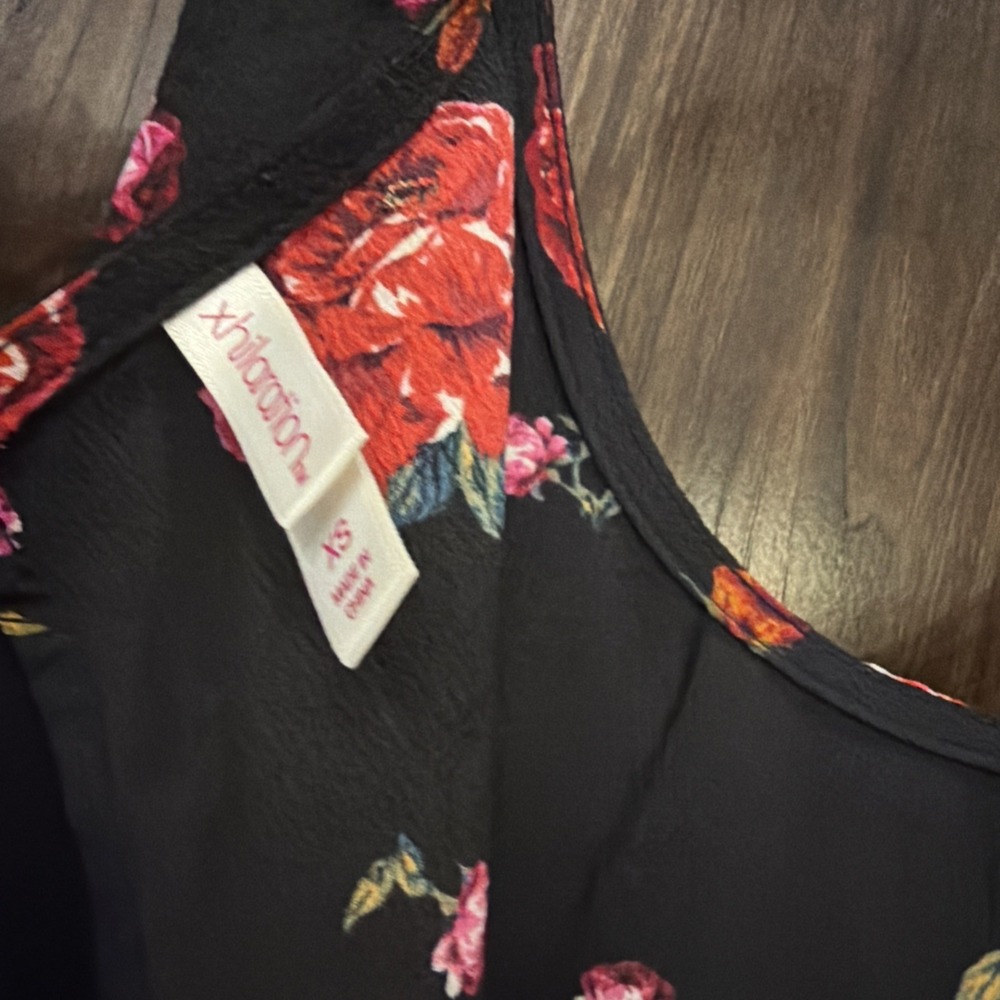 Rose Capri Romper Black Red Roses Off Shoulder Whimsigoth 50's Vibe Croquette S - Picture 2 of 10